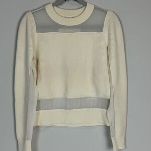 Rag & Bone Cream Cropped Sweater Merino Wool & Sheer Silk M Like New